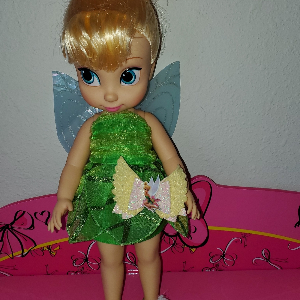 🧚‍♂️Handmade Tinkerbell glitter hairbow🧚‍♀️